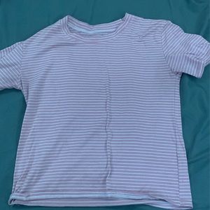 shein pink striped shirt
